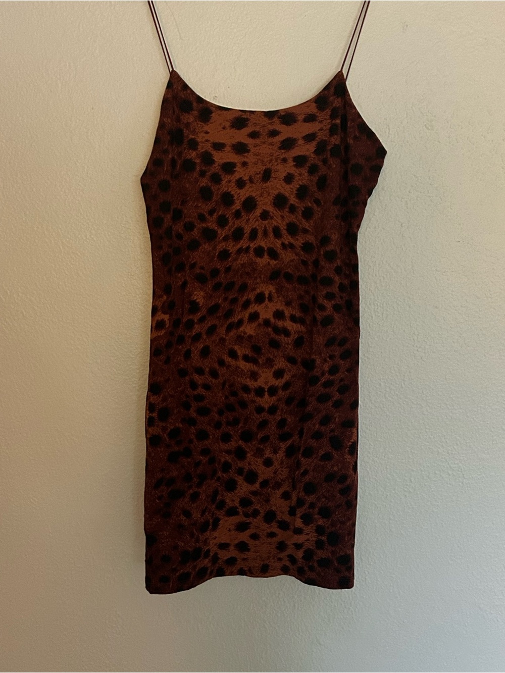 Wilfred Brown Spotted Slip Mini Dress